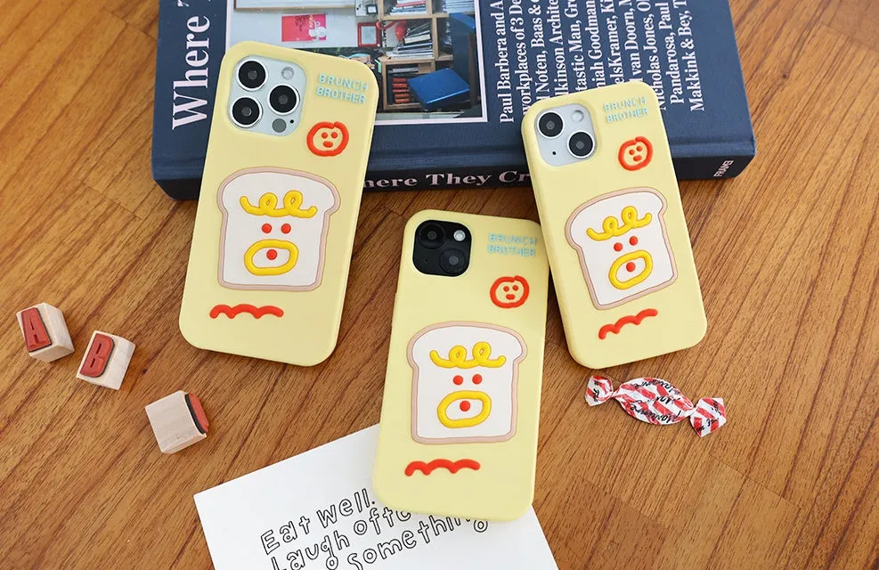 Yellow Toast Cellphone Cases for iPhone 11 13 Series Silicone Smartphone Accessories Cute Brunch Brother