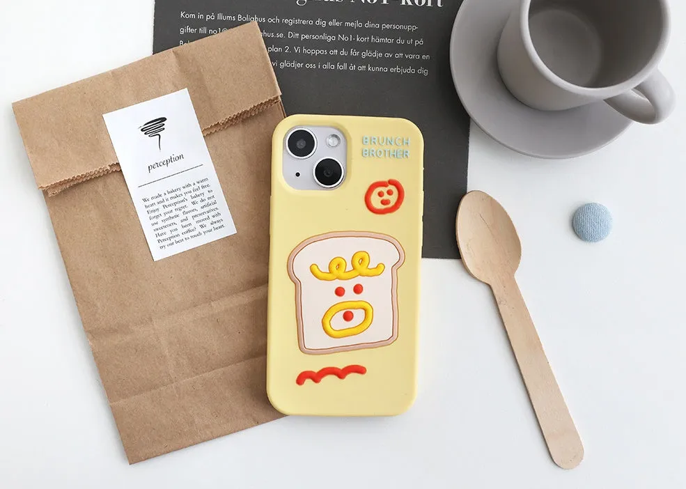 Yellow Toast Cellphone Cases for iPhone 11 13 Series Silicone Smartphone Accessories Cute Brunch Brother