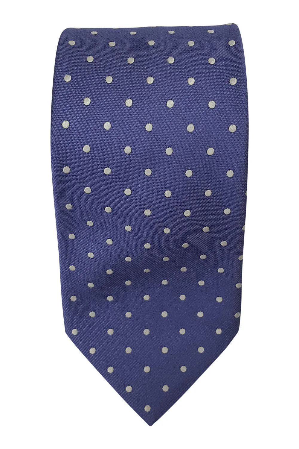 ZARLINI 100% Silk White Polka Dot Purple Tie (60")