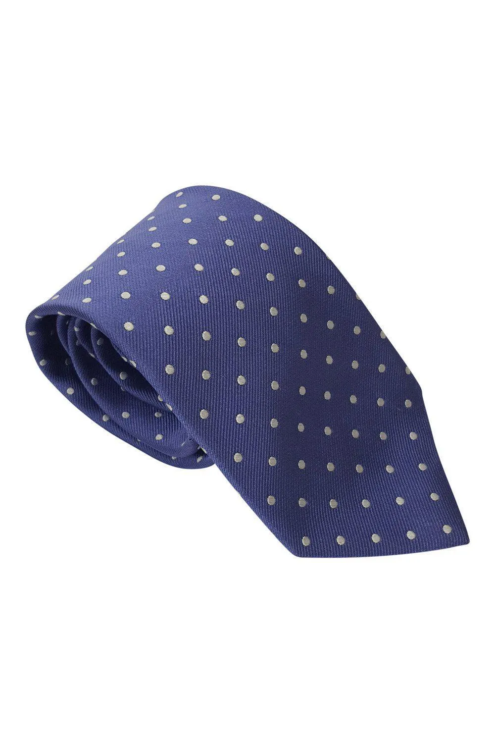 ZARLINI 100% Silk White Polka Dot Purple Tie (60")